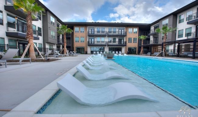 a swimming pool in a resort