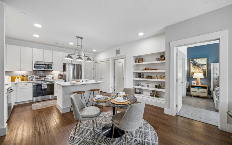 Spacious interiors with white cabinets