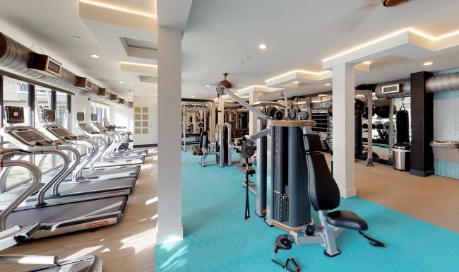 a gym with exercise equipment