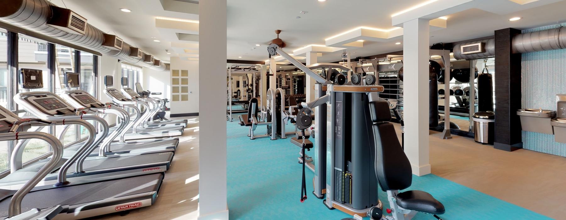 a gym with exercise equipment